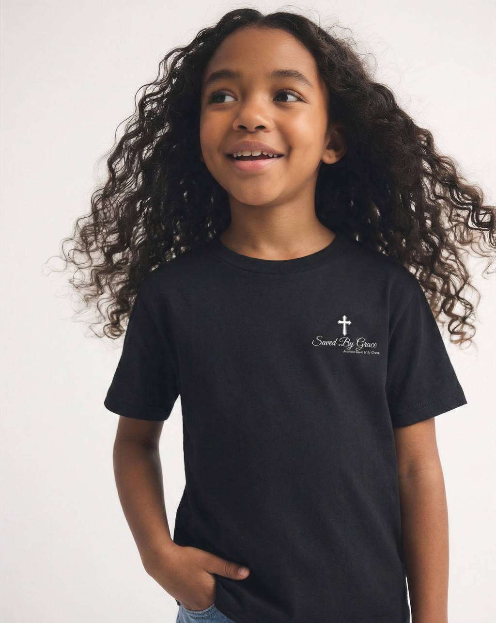 The "Saved By Grace" Essential Chest Logo Tee Childrens