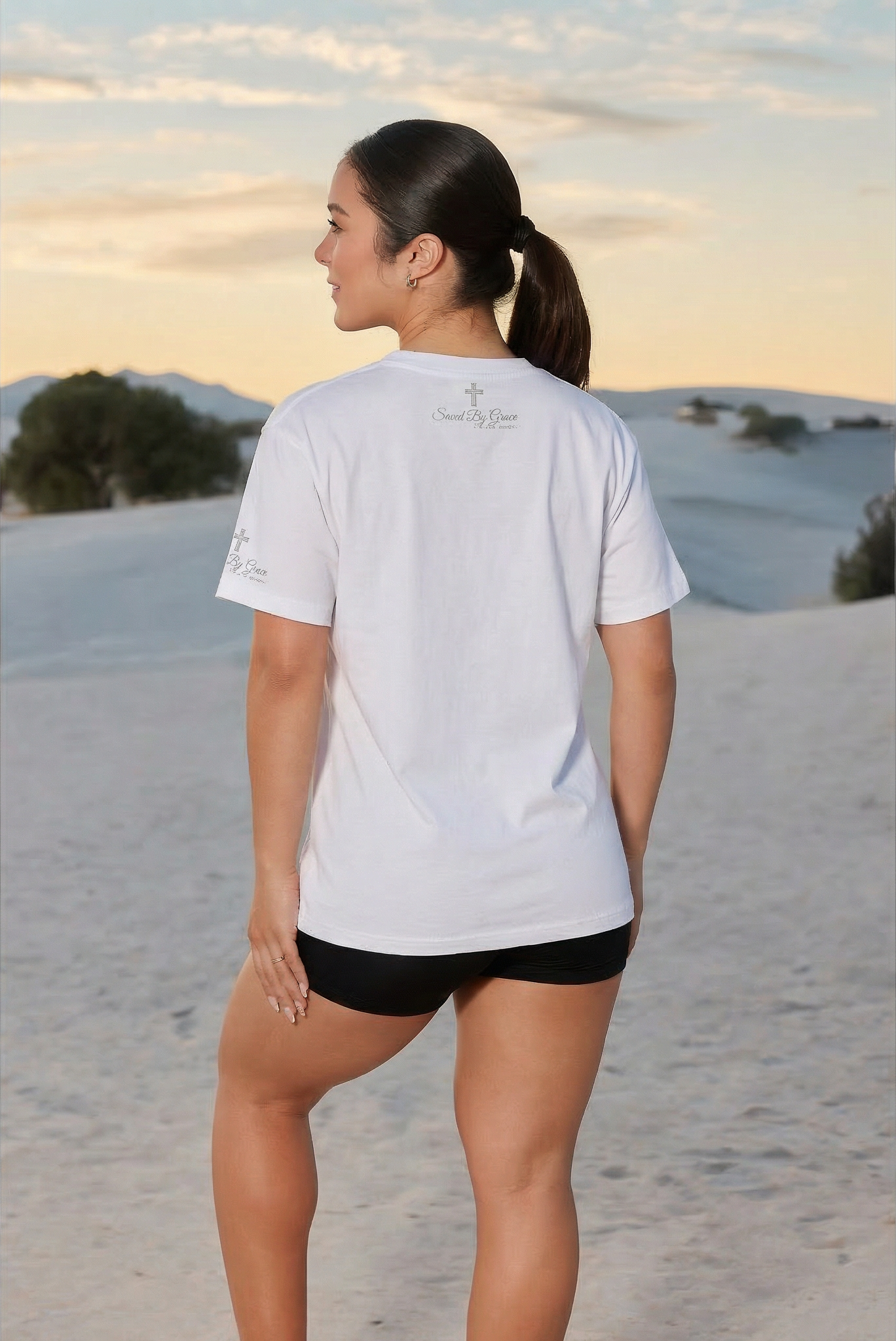 The "Saved By Grace" Dual-Logo Heavyweight Tee Women's