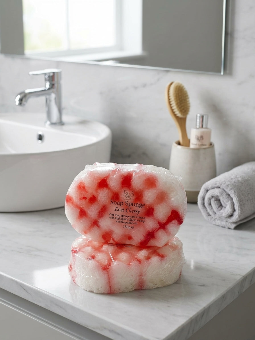 Lost Cherry Soap Sponge Exfoliating Body Wash Sponge Dark Red Cherry Almond