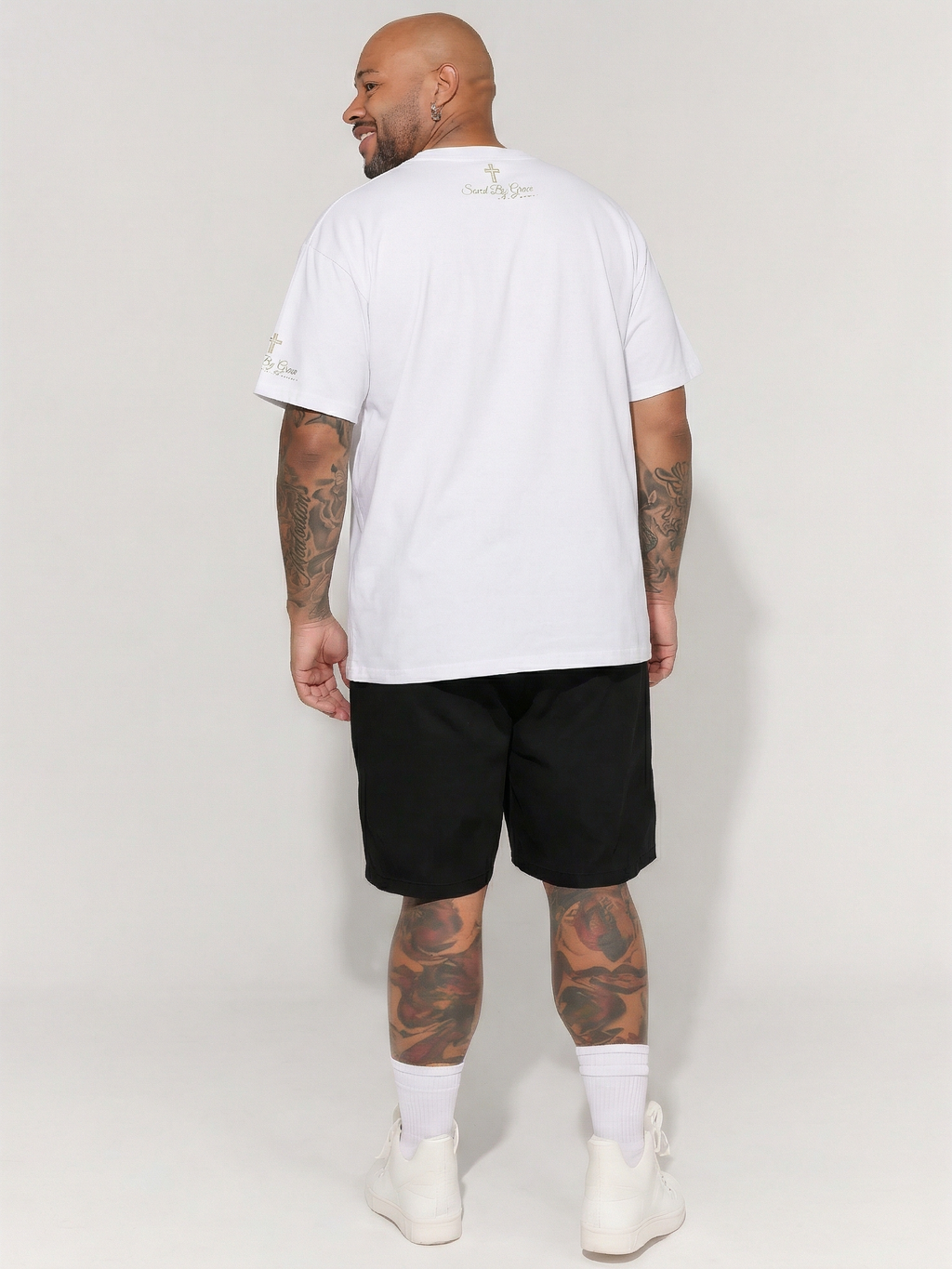 The "Saved By Grace" Dual-Logo Heavyweight Tee Mens