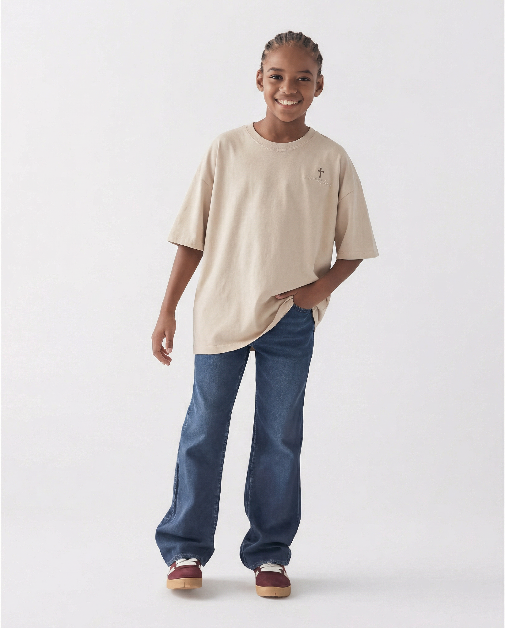 The "Saved By Grace" Essential Chest Logo Tee Childrens