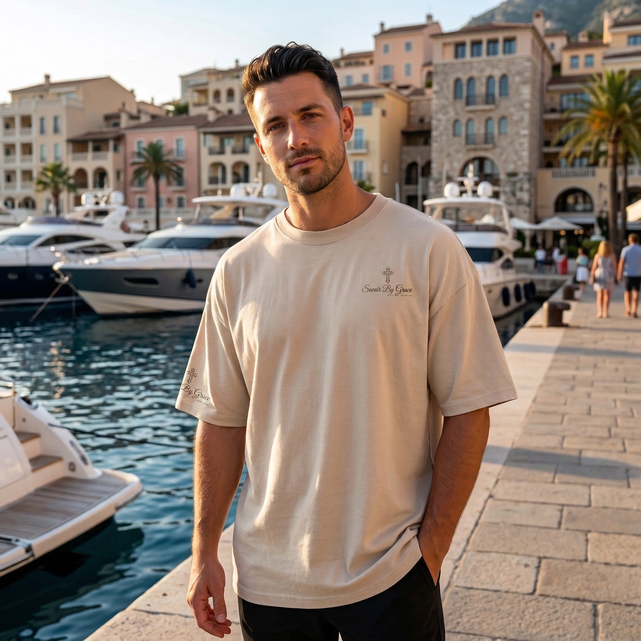 The "Saved By Grace" Essential Chest Logo Tee Men's