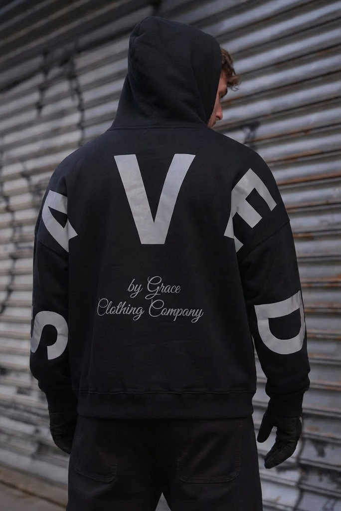 Saved Oversized Hoodie in Black