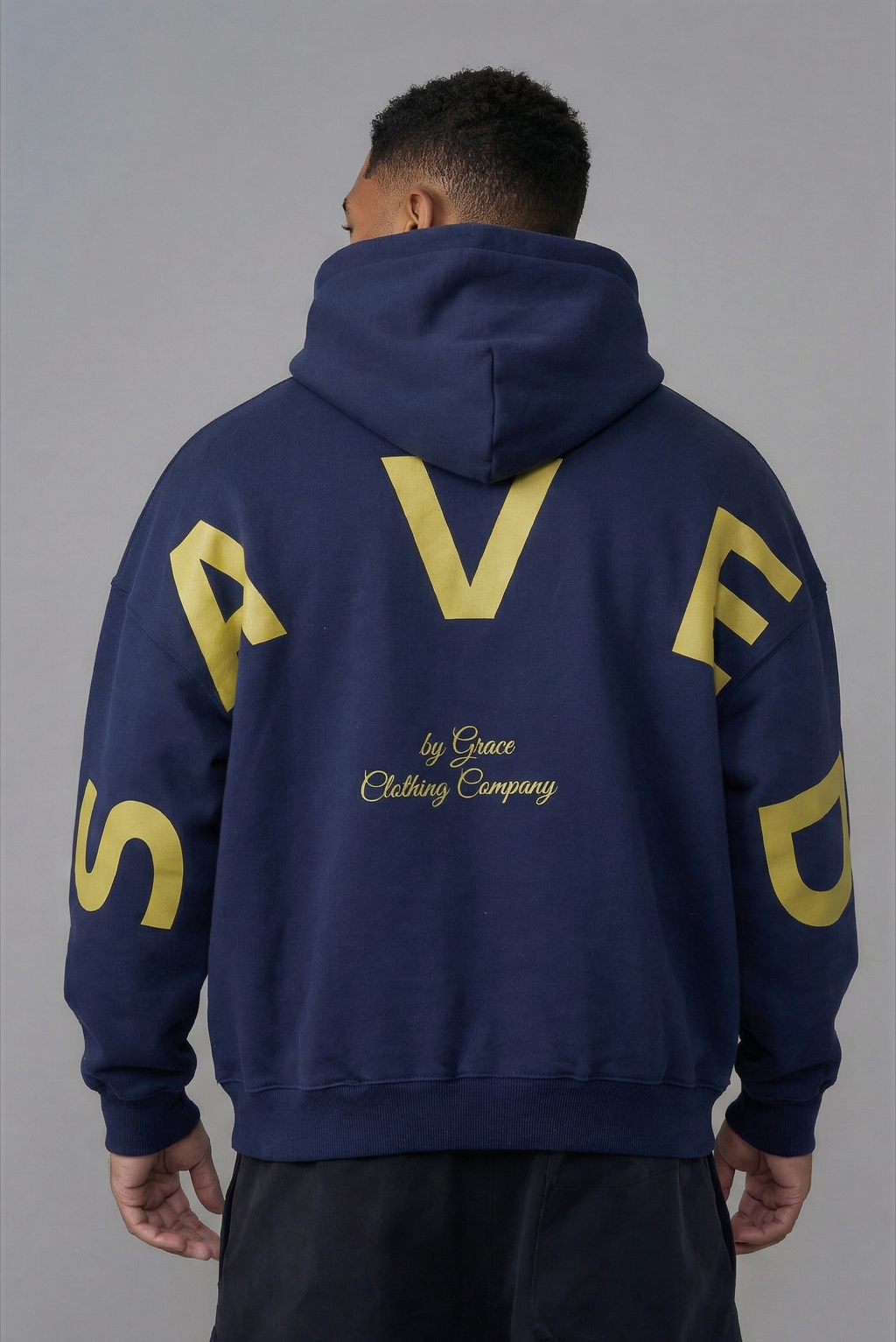 Saved Oversized Hoodie in Navy