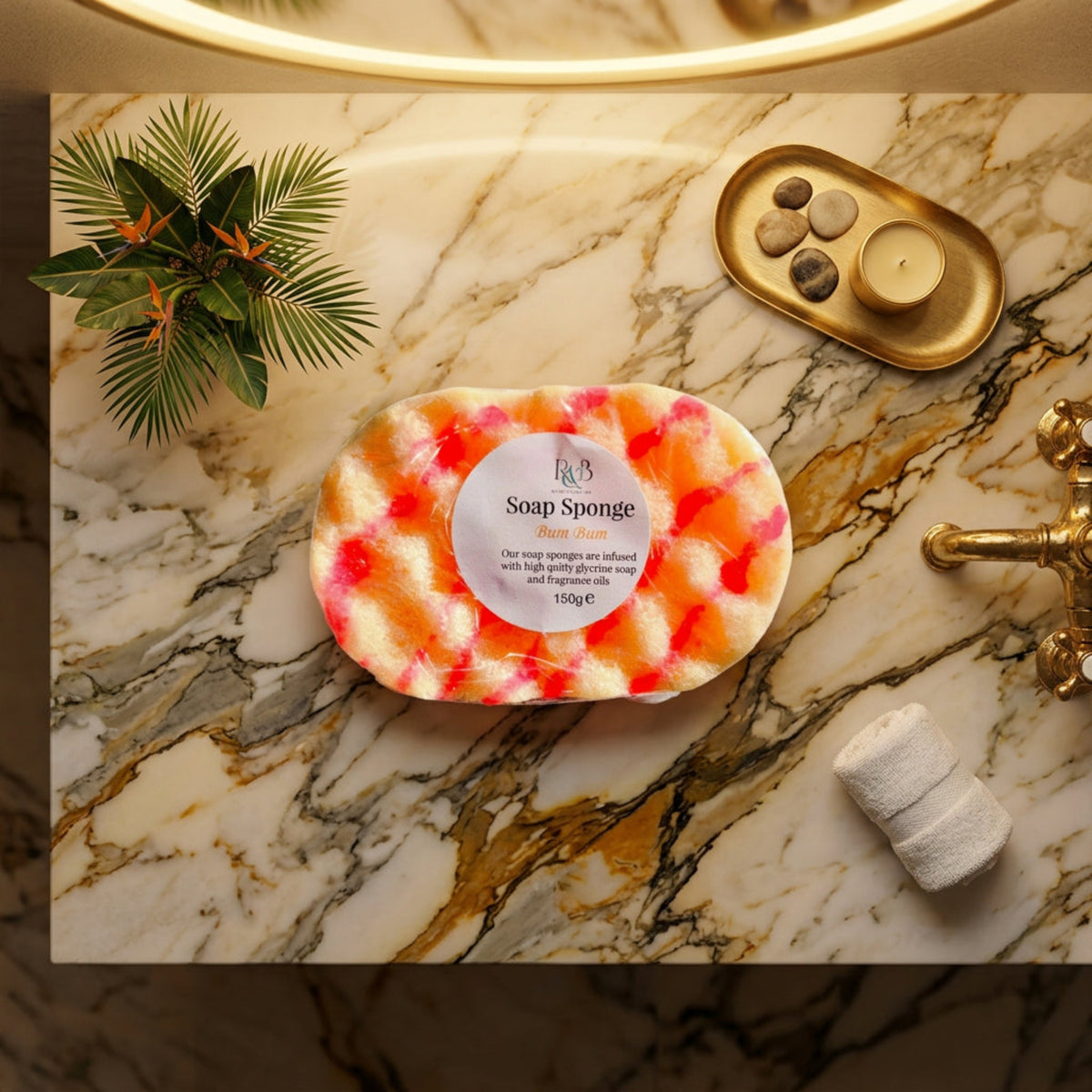 Bum Bum Cream Soap Sponge Exfoliating Body Wash Sponge Caramel Pistachio Scent
